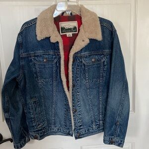 AEO American Eagle Snap Front Sherpa Style-Lined Denim Jacket  NWOT Size XS